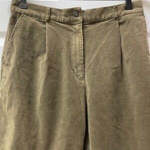 Vintage LL Bean Women's Sz‎ 12P Original Fit Pleated Corduroy Pants Olive Green